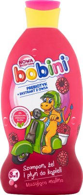 BOBINI 330ML шампунь,гель для душа и пена для ванны 3 в 1 ИГРИСТАЯ МАЛИНА