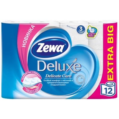 ZEWA DELUXE туалетная бумага 3-слойная 12 рулонов БЕЛАЯ