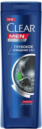 CLEAR 400ML шампунь MEN ГЛУБОКОЕ ОЧИЩЕНИЕ 2 в 1/ антибактериальный эффект