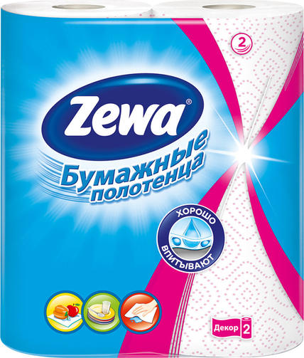 ZEWA бумажные полотенца 2 рулона ДЕКОР
