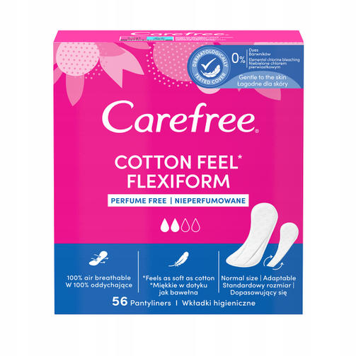 CAREFREE ежедневные прокладки COTTON FEEL FlexiForm 56 шт