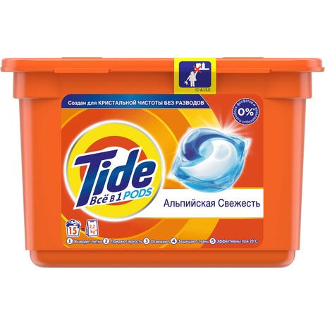 TIDE 15 шт капсулы для стирки АЛЬПИЙСКАЯ СВЕЖЕСТЬ
