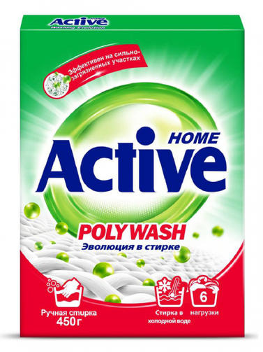 ACTIVE стиральный порошок  450 гр POLY WASH(технология холодной воды)/ручная стирка