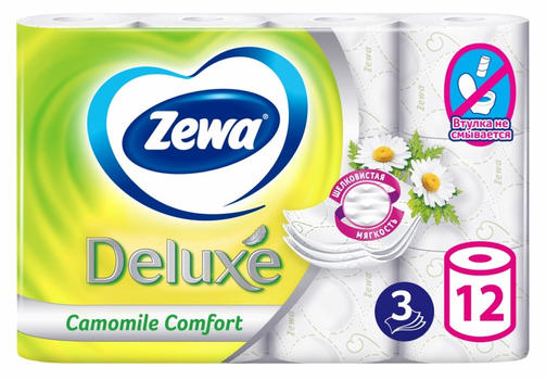 ZEWA DELUXE туалетная бумага 3-слойная 12 рулонов РОМАШКА