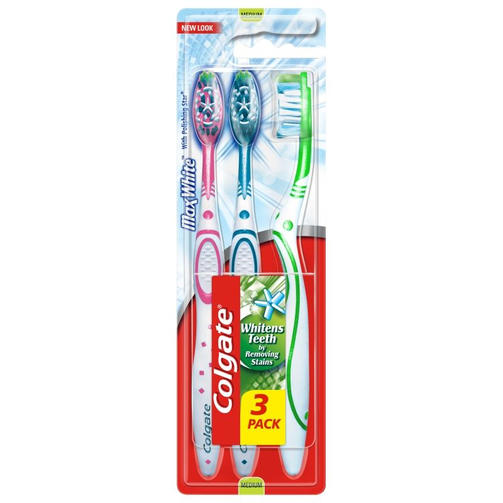 COLGATE MAX WHITE зубная щетка средняя (3шт)