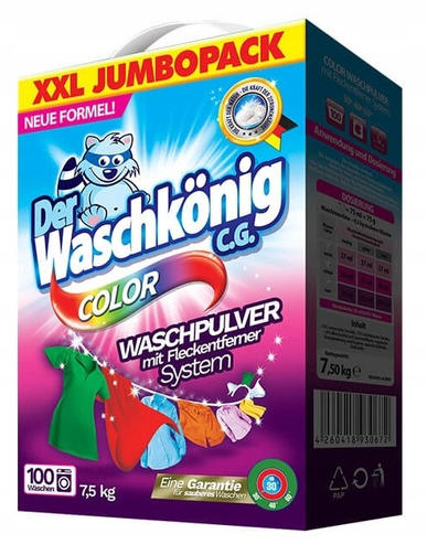 DER WASCHKONIG C.G.стиральный порошок 7,5 кг COLOR/100 стирок(коробка)