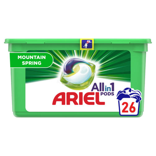 ARIEL 26 шт MOUNTAIN SPRING для белого/капсулы для стирки