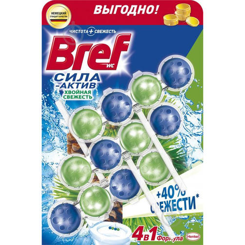 BREF туалетный блок 3*50G POWER Хвоя/триопак