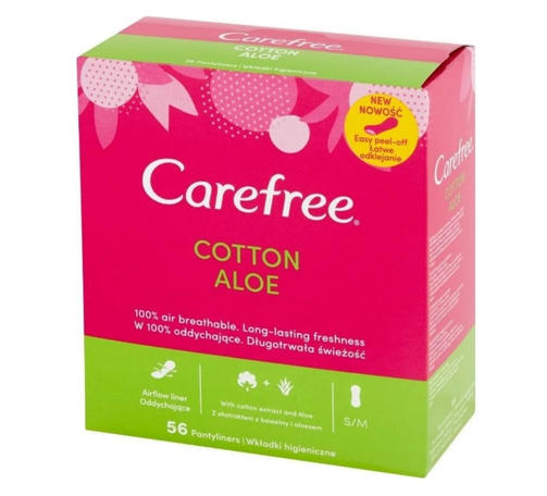 CAREFREE ежедневные прокладки COTTON ALOE 56 шт