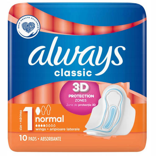 ALWAYS 10 шт прокладки CLASSIC NORMAL SINGLE на 4 капли