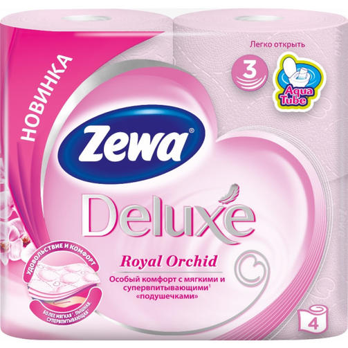 ZEWA DELUXE туалетная бумага 3-слойная 4 рулона ОРХИДЕЯ